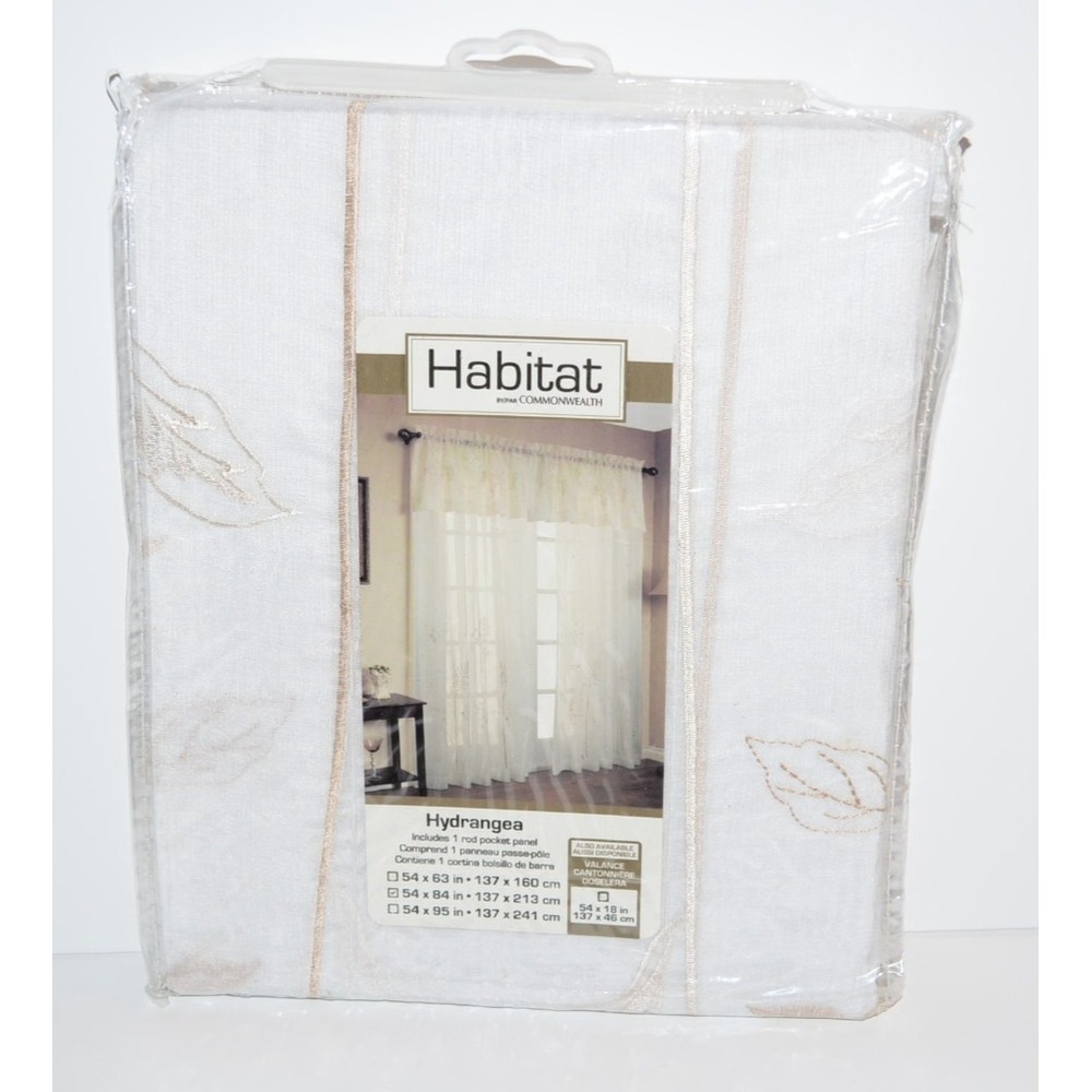Habitat Hydrangea Rod Pocket Curtain Panel Window  54 x 84 in White  New 1 panel